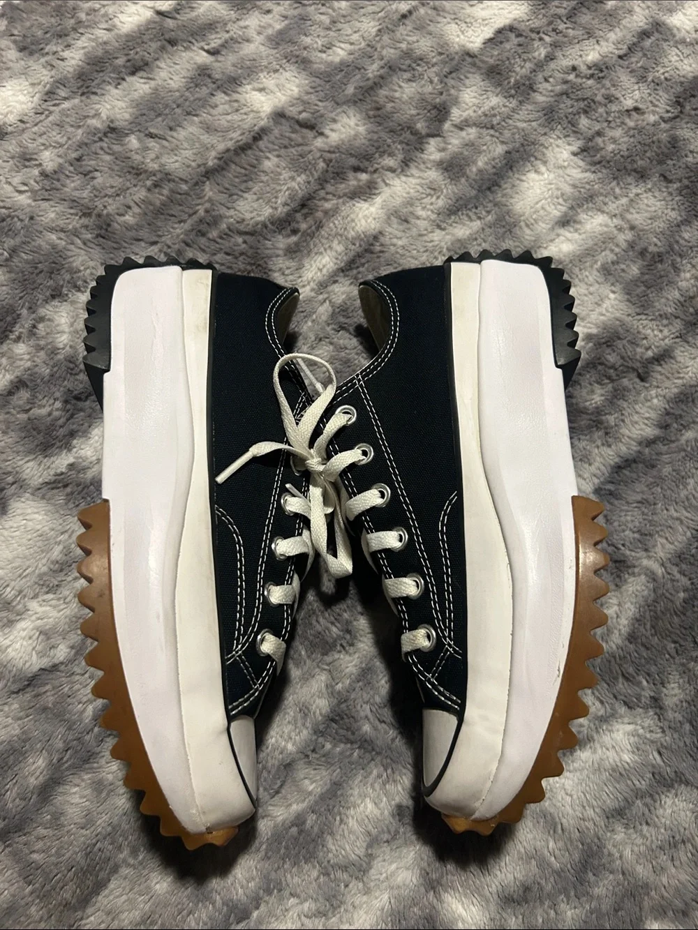 Converse Black and White Platform Low Top Sneakers - Picture 7 of 8